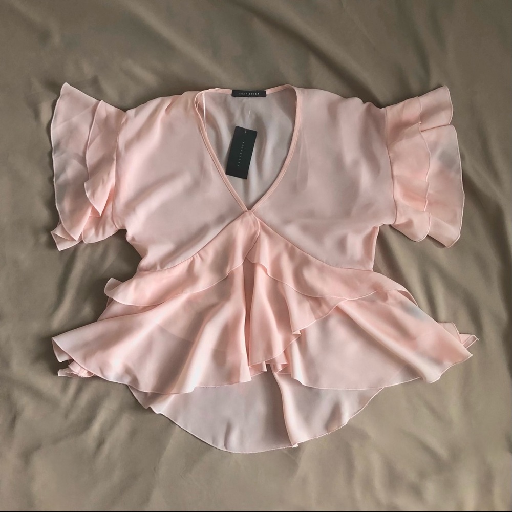 Flowy Butterfly Ruffle Chiffon Blouse